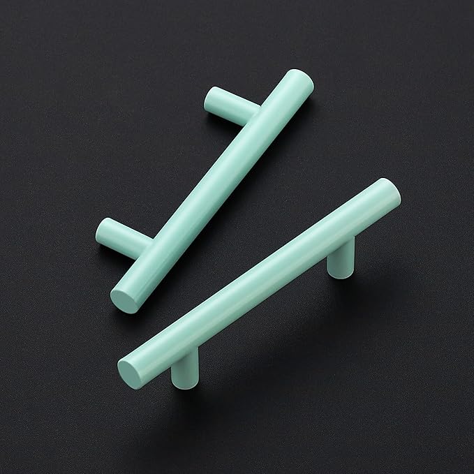 Ravinte 6 Pack | 5 Inch Cabinet Pulls Green Stainless Steel Kitchen Drawer Pulls Cabinet Handles 5 InchLength, 3 Inch Hole Center