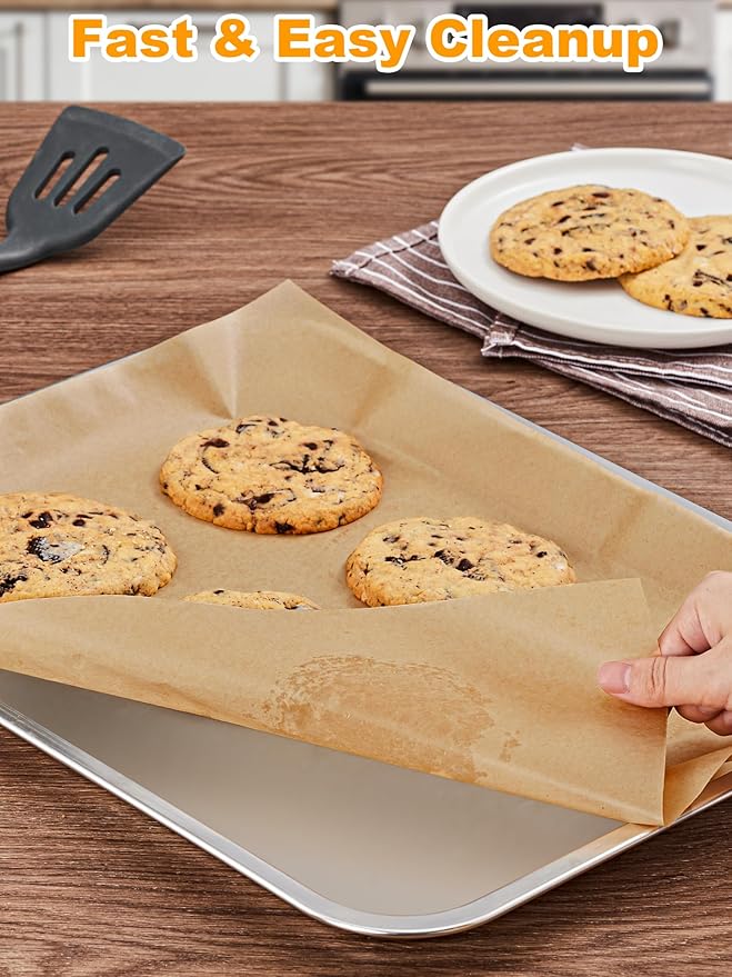 SMARTAKE 200 Pcs Parchment Paper Baking Sheets, 8x12 Inches Non-Stick Precut Baking Parchment, for Baking Grilling Steaming Bread Cup Cake Cookie and More (Unbleached)