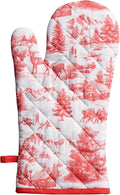 Maison d' Hermine Oven Gloves 100% Cotton Oven Mitt 7" x 13" with Loop Heat Resistant BBQ Cooking Gloves for Thanksgiving Christmas Decorations Baking Handling Hot Pans (Pack of 1, Winter Jouy)