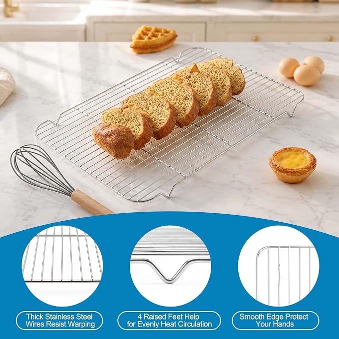 Herogo Large Baking Sheet with Wire Rack Set, 20 x 14 x 1 Inch Stainless Steel Big Cookie Pan Set for Baking & Roasting, Rust & Warp Resistant & Nonstick(1 Pans + 1 Racks)