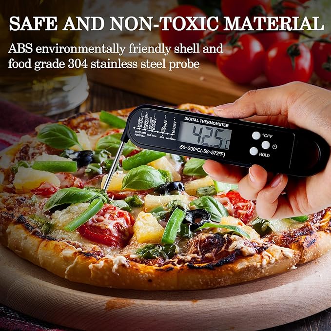 Xuhal 6 Pcs Digital Meat Thermometer for Grill Instant Read Food Thermometer Waterproof with Long Probe Magnet Foldable for Cooking BBQ Party Kitchen Turkey Fry Baking Candy
