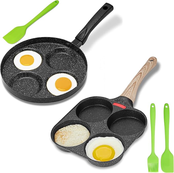 MyLifeUNIT Nonstick Egg Frying Pan and 4 Cup Egg Pan Bundle for Breakfast, Pancake, Hamburger, Sandwiches, Suitable for Gas Stove & Induction Cookware