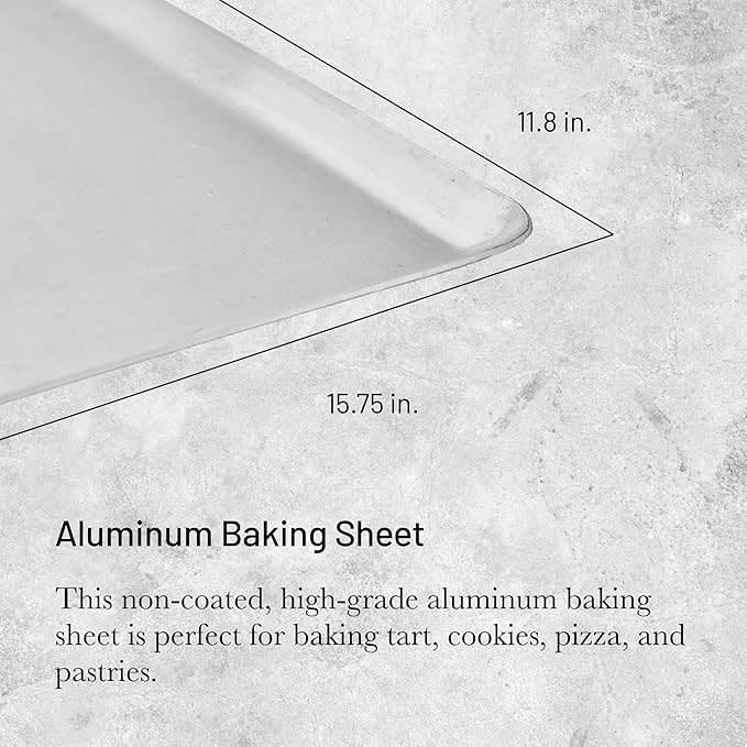 de Buyer Aluminum Baking Sheet - 15.75” x 11.8” - Perfect for Pastries, Cookies, Pizza & Tarts - Easy to Clean - Dishwasher Safe