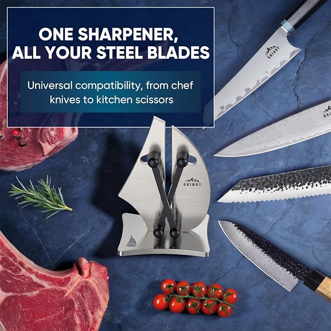 VN3 Professional Knife Sharpener | 3-Action Tungsten Carbide | For Repair, Restoration and Sharpening, Easy to Use, Replacement Blades Included, Soild and Durable, Sailboat Shaped Design