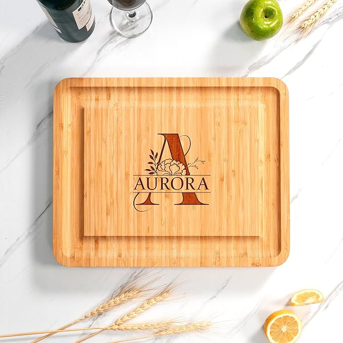 Personalized Monogram Charcuterie Board, Bamboo Cheese Board with Initial - Birth Flower Charcuterie Boards Gift Set, House Warming Gifts for New Home, Hostess Gifts 2026