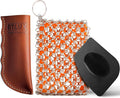 Cast Iron Care Bundle: 316 Stainless Steel 𝐓𝐫𝐢𝐩𝐥𝐞 𝐑𝐢𝐧𝐠 𝐂𝐡𝐚𝐢𝐧𝐦𝐚𝐢𝐥 Scrubber (Orange) & Extra Thick Leather Handle Cover (𝐌𝐚𝐝𝐞 𝐢𝐧 𝐆𝐞𝐨𝐫𝐠𝐢𝐚) – Perfect for Pan