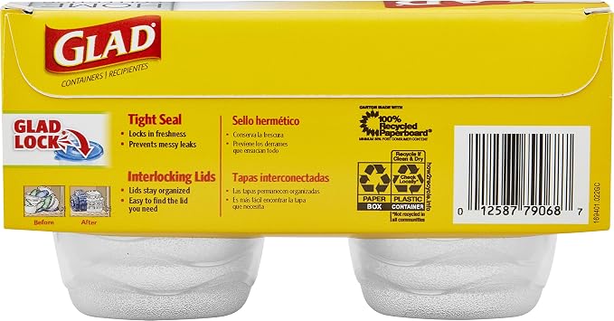 Glad GladWare Home Mini Round Food Storage Containers - Small Meal Container Holds up to 4 Ounces of Food - Lock Tight Seal, 8 Count
