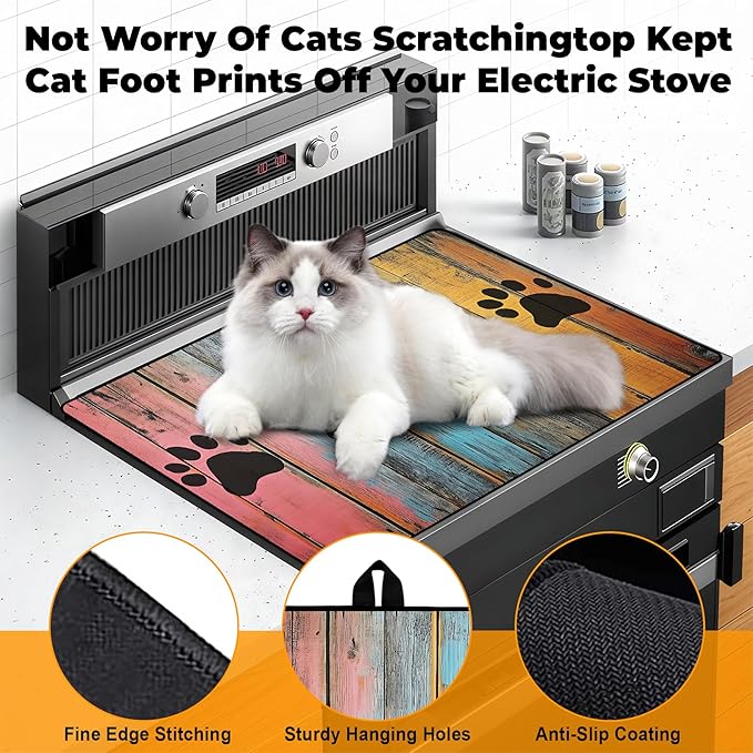 Heat-Resistant Glass Stove Top Cover with Anti-Slip Rubber Coating – Electric Stove Protector, Scratch-Resistant, Expands Counter Space, Stylish Kitchen Decor (Dog Paw Print)
