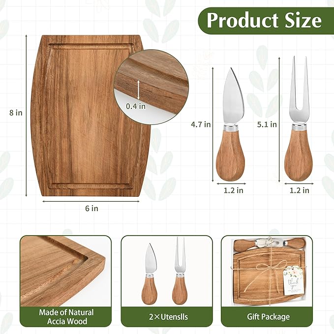6 Set Baby Shower Prizes For Game Winners Adults,Baby Shower Wedding Favors For Guests,Bridal Shower Gifts,Bamboo Mini Cheese Boards Charcuterie Boards,Thank You Gift Bulk(Acacia, 6)
