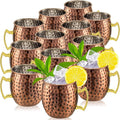 Tessco 12 Pcs Moscow Mule Mugs 16 oz Copper Mugs Kit 304 Hammered Copper Plated Stainless Steel Mule Cups for Cold Drinks Coffee Beer Wine Chilled Drink(Trendy Style,Antique Bronze)