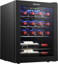 EUHOMY 16 Bottle Wine Cooler Refrigerator, Compressor Wine Fridge with Glass Door, Freestanding Wine Cellar with Digital Temp Control & LED Light for Red White Wine Beer Home Bar Office, 1.7 Cu.Ft