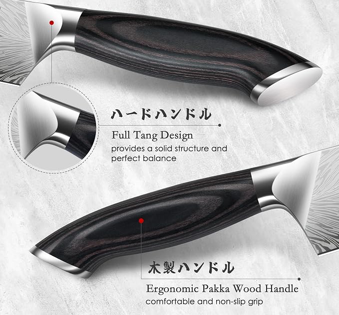 5PCS Knife Set, Kitchen Knife Sets in Powder Steel, Ultra Sharp Japanese Knives Set High Carbon Steel Chef Knives Sets, Cooking Knives Set with Ergonomic Pakkawood Handle
