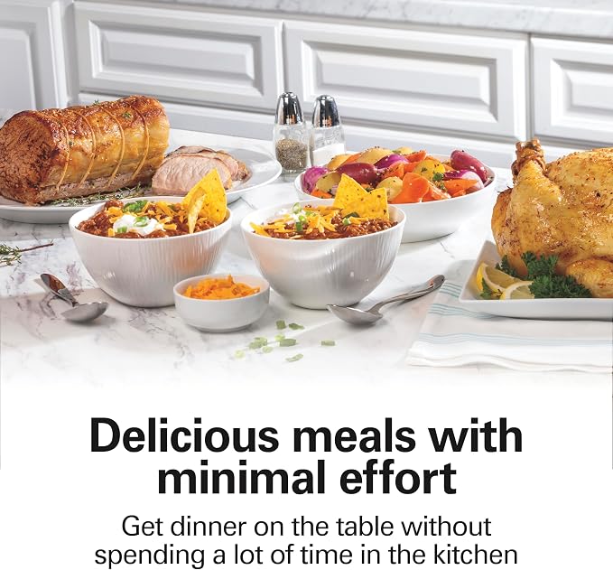 Hamilton Beach 6 Quart Slow Cooker With 3 Cooking Settings | Dishwasher-Safe Stoneware Crock & Glass Lid | Silver | 33665G