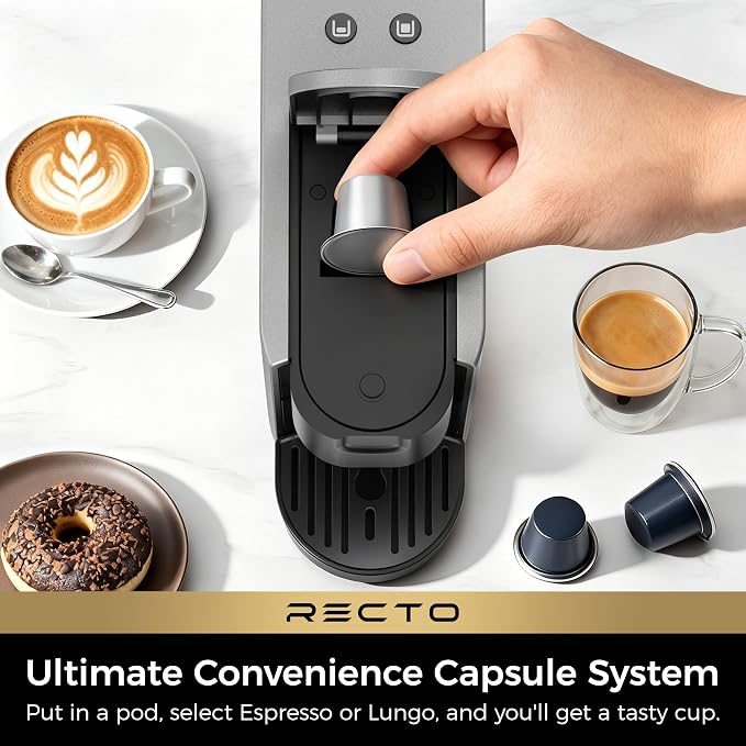 CHULUX RectoCafé Espresso Machine for Nespresso Original Capsule Pod, 20 Bar Professional Italian Pump Coffee Machine, Extra Mini Espresso Maker for Home & Office, Mystic Gray