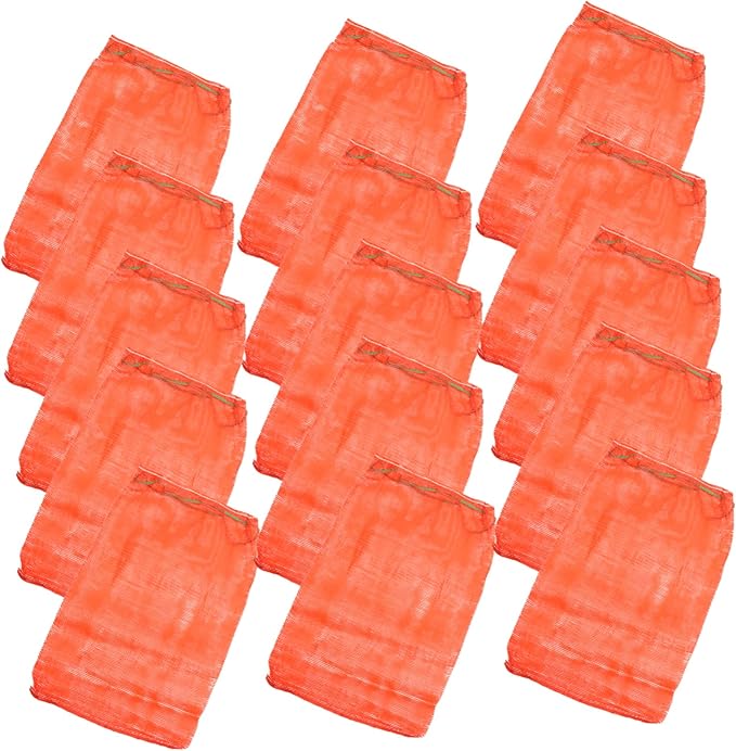 Zerodeko 50Pcs Reusable Mesh Produce Bags Drawstring Storage Net Bags for Fruits Vegetables Versatile Use for Retail Home and Farms Red