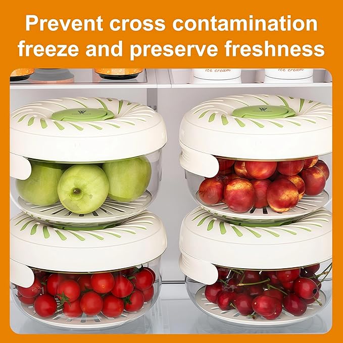 Fruit Storage Containers with Ice Tray - Strainers & Colanders 2-in-1 Fruit and Vegetable Wash,Collapsible Handle Fruit Washing Bowl with Strainer,Berry Keeper for Fridge,Kitchen,Picnic,Outdoor - 2pcs