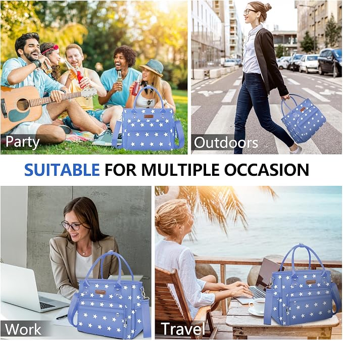 MIYCOO Lunch Bag Lunch Box Women - Leakproof Insulated Lunch Cooler Bag for Women - Large Lunch Tote Bags Adults, Blue Pentagram