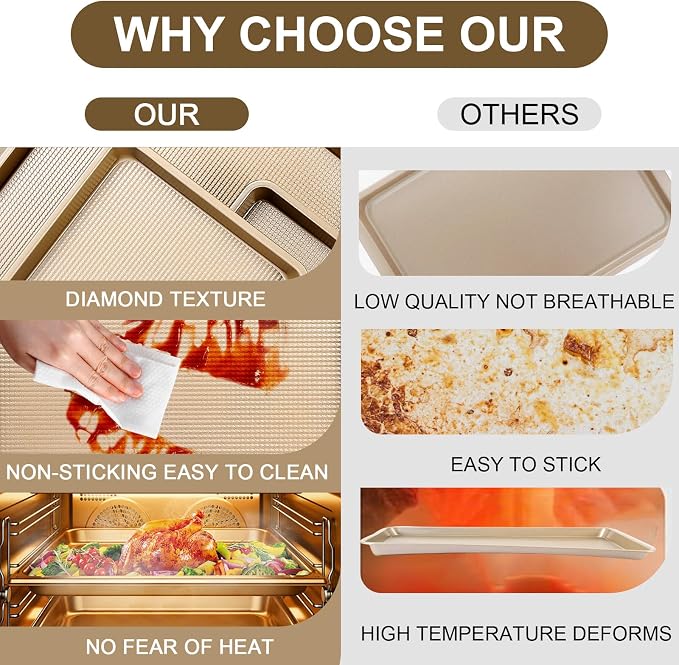 18'' Half Sheet Baking Pan Set of 2 | Commercial Quality Baking Sheet Pan | Nonstick Cookie Sheets for Baking Supplies | No Rust & No Toxic Carbon Steel Heavy Duty Baking Tray for Oven