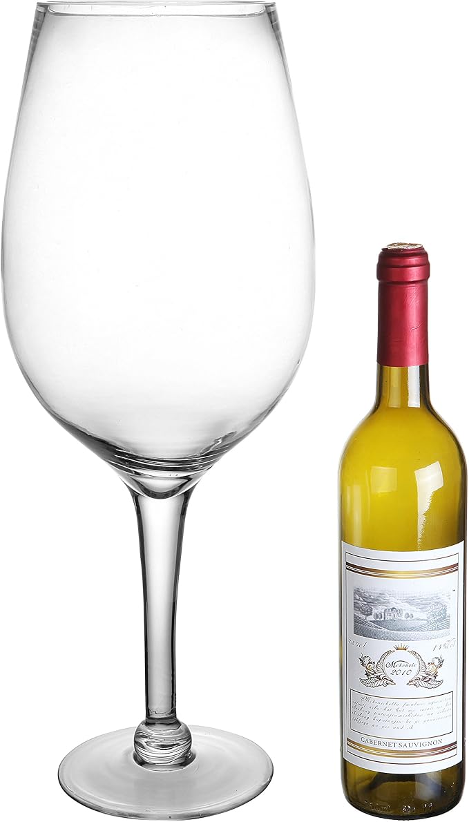 MyGift 20-Inch Giant Clear Decorative Hand Blown Bordeaux Wine Glass Novelty Stemware Magnum Chiller