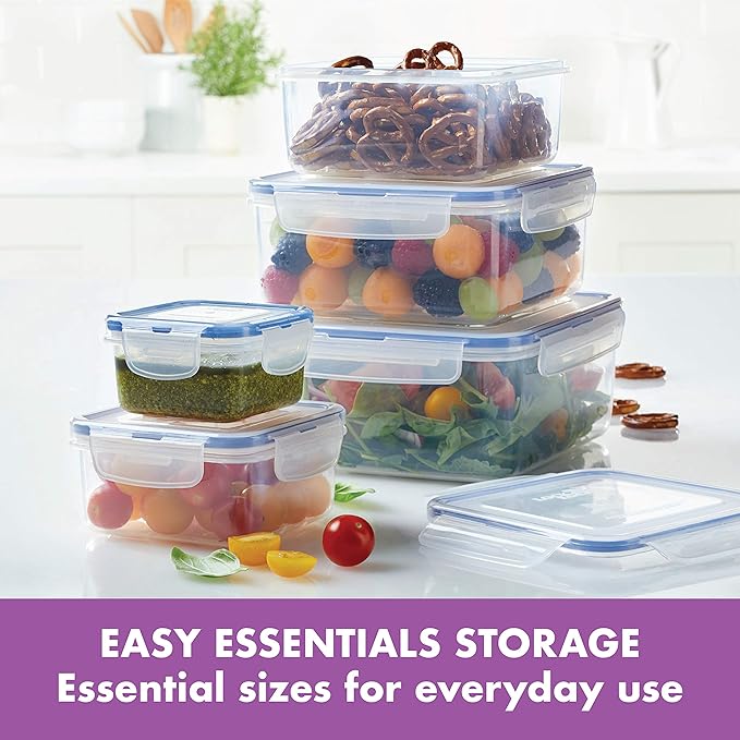 LocknLock Easy Essentials Food Storage Containers, 10 & 14 Piece Sets