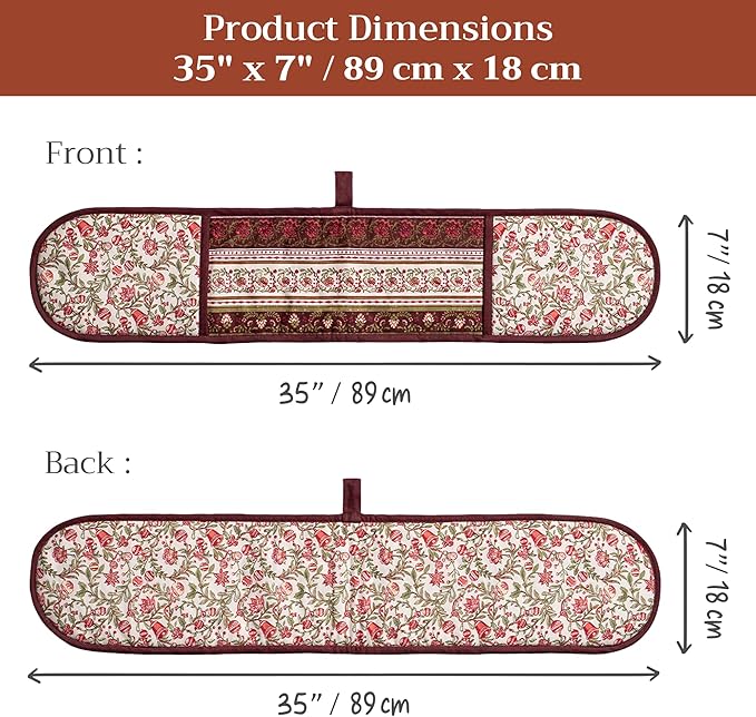 Maison d' Hermine Double Oven Mitt (7" x 35") 100% Cotton Heat Resistant BBQ Cooking Gloves with Loop for Thanksgiving Christmas Decorations Baking Cooking Handling Hot Pan (Reveillon Au Jardin)