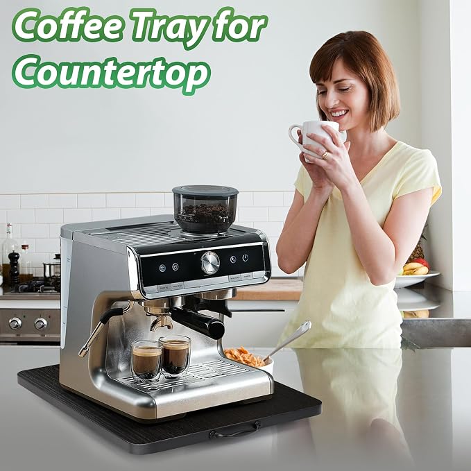 Appliance Slider, Sliding Tray for Coffee Maker, Coffee Pot Slider for Countertop, 360° Rolling Tray Appliance Slider for Kitchen Appliances- Black (12.5” X 16”)