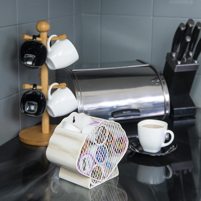 Made Easy Kit Coffee Pod Basket Organizer Useful Decor - Compatible with Keurig K-Cup Pods - Home Coffee Bar Functional Decoration - Café Station Countertop Freestanding Storage Sea (Clam Shell)