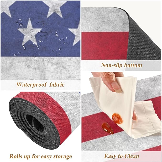 2 in 1 Table Runner Trivet for Hot Pots and Pans Heat Resistant Non Slip Waterproof 39 x 12 Inch Decorative Table Protector for Kitchen Countertop American Flag