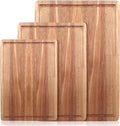 Solid Wooden Cutting Board Set of 3 Acacia Wood Charcuterie Boards Set Hardwood Meat Chopping Board Butcher Blocks Safe Non Toxic Large Cutting Boards for Kitchen Decor Bread Serving Cheese Board