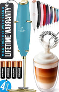 Zulay Kitchen Powerful Milk Frother Wand With 4 AA Duracell Batteries - Ultra Fast Handheld Drink Mixer - Electric Whisk Foam Maker for Coffee, Lattes, Cappuccino, Matcha & Creamer - Lake Gold
