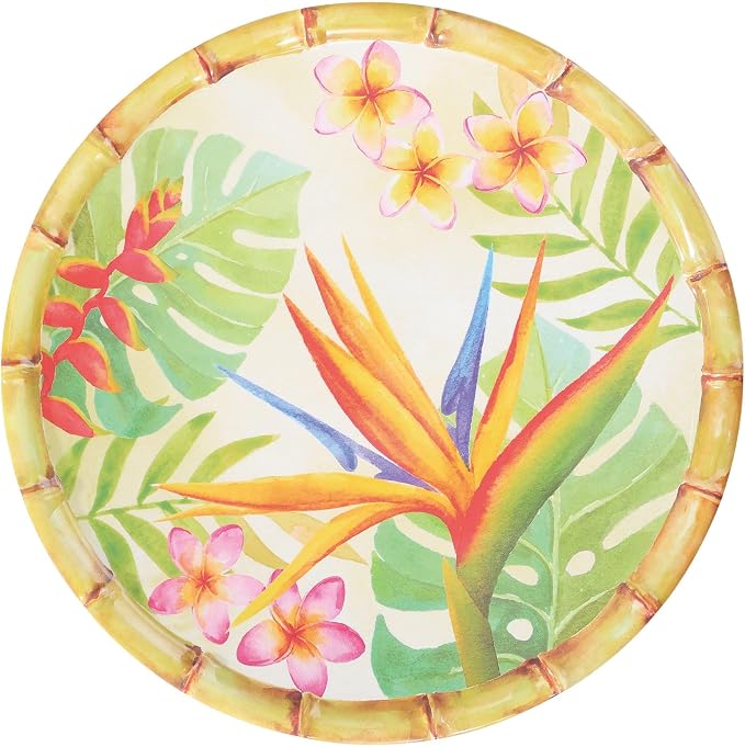 UPware 12 Piece Bird of Paradise Melamine Dinnerware Sets, Outdoor Dishes Set, Plates and Bowls Sets, Service for 4, Multicolor