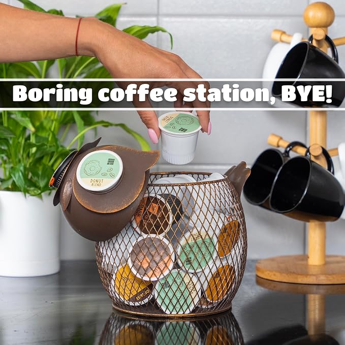 Made Easy Kit Coffee Pod Basket Organizer Useful Decor - Compatible with Keurig K-Cup Pods - Home Coffee Bar Functional Decoration - Café Station Countertop Freestanding Storage Accessory (Octopus)