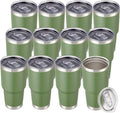 30 oz Tumbler with Lid Stainless Steel Tumblers Bulk Vacuum Insulated Cup Reusable Powder Coated Travel Mug Double Wall Leak Proof Cups Keep Cold Drinks for 12 Hours Army Green, Set of 12