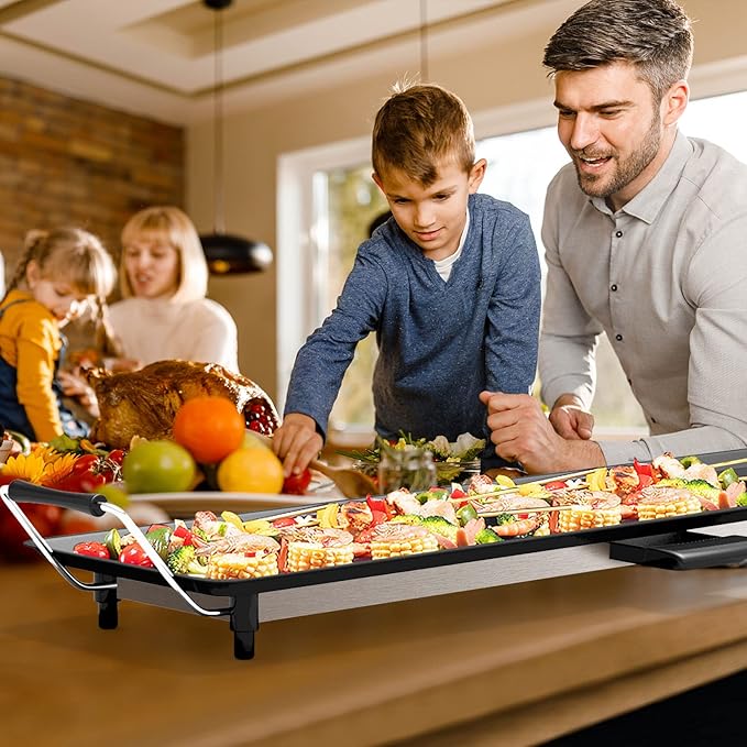 Costzon 35" Electric Griddle, 2000W Nonstick Extra Large Griddle, Long Table Top Grill w/5-Level Temp & Drip Tray, Indoor Outdoor Cooking Plates Teppanyaki Grill for Pancake, BBQ, Camping Gatherings