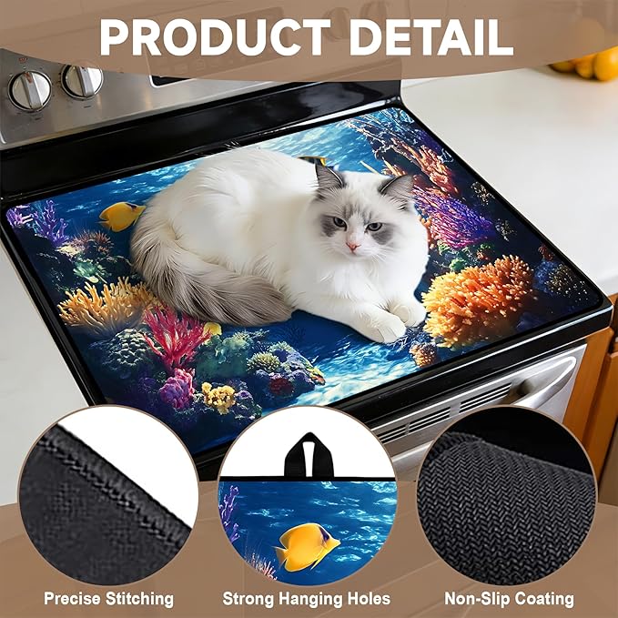 Stove Top Covers for Electric Stove: Heat Resistant Protector Glass Stove Top Expands Counter Space, Stylish Kitchen Decor (CH2064)