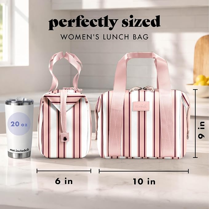 Fit & Fresh Remi Lunch Bag for Women Work – Neoprene Lunch Tote with Containers & Ice Pack, Reusable Meal Prep Lunch Box, Large Capacity, Machine Washable