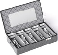 YearningHome Silverware Storage Box,Hard Shell Flatware Organizer with Lid and Zipper,Utensil Storage with Clear Window and adjustable Divider for Spoons,Forks.Knives,Grey