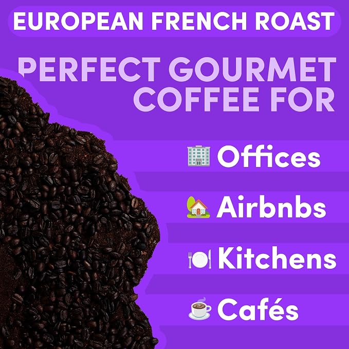 2 lb French Roast Ground Coffee | Dark Roast European Coffee | Extra Bold Strong Bulk Ground | Low Acid, Specialty Grade | 32 oz
