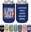 250 Pcs Custom 4th of July American Can Cooler Sleeves, 250th Anniversary USA Patriotic Neoprene Drink Holder for Memorial Day Independence Day Party Favors Decorations Gifts