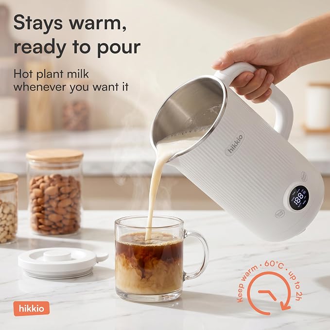 8-in-1 Nut Milk Maker Machine – Homemade Soy, Almond, Oat & Coconut Plant-Based Milk Maker – Delay Start, Keep Warm, Self-Cleaning – 20 oz