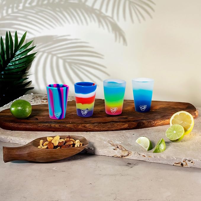Silipint 1.5oz Silicone Shot Glasses – Pack of 2 Unbreakable, BPA-Free, Non-Toxic, Dishwasher & Freezer Safe Cups – Colored Shot Glasses for Cold Beverages, Cocktails, Travel, Party (Blizzard)