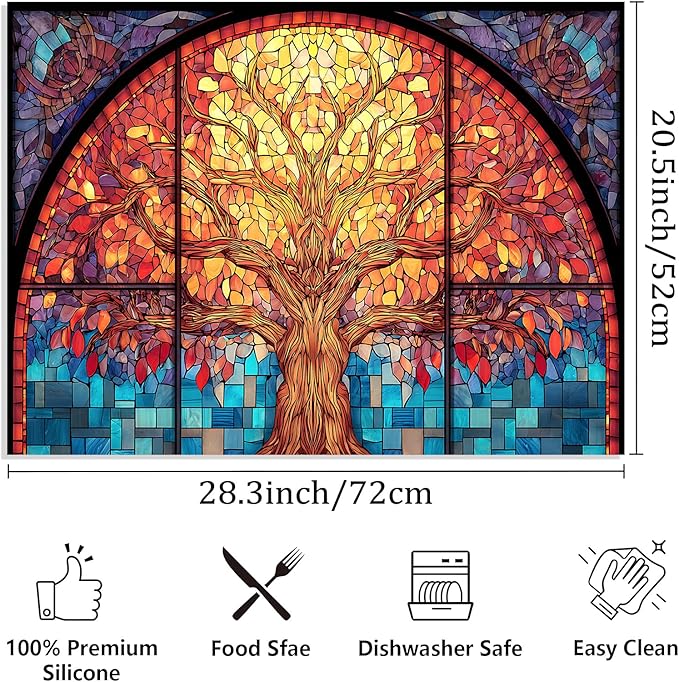 Tree of Life Stove Top Cover 28.3 x 20.5 in for Glass To pon Waterproof、Scratch Resistant Easy to Clean