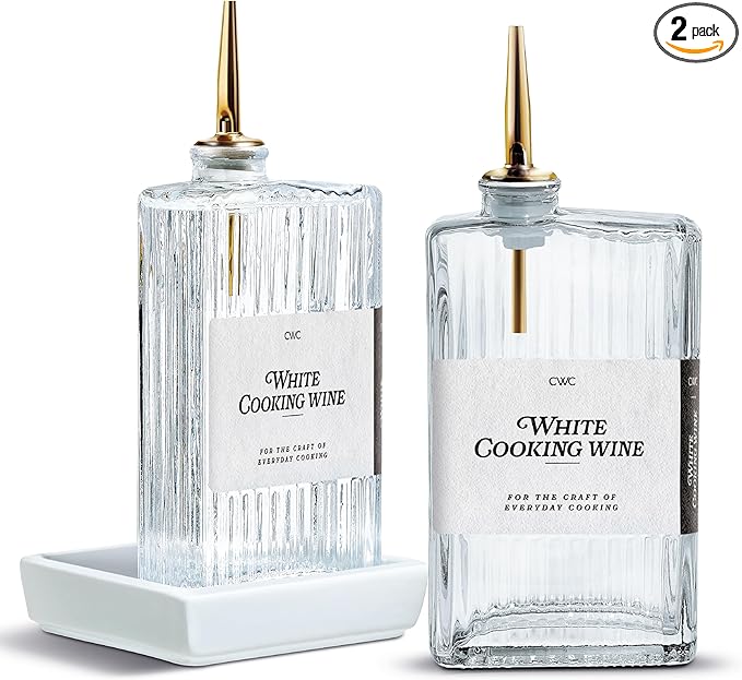 COOK WITH COLOR Olive Oil Dispenser Bottle - 2 Pk Glass Oil Dispenser for Kitchen - Condiment, Coffee Syrup & Vinegar Dispenser, Olive Oil Cruet, Includes 4 Auto Pourer Spouts