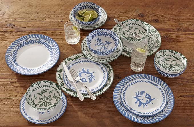 Oneida Dinnerware Set, Solear Blue 12-Piece Set, Service For 4, Stoneware Material, Dishwasher And Microwave Safe, Home And Kitchen, Kitchen And Dining, Dinner Plates And Bowls Sets (Blue, 12 Pieces)