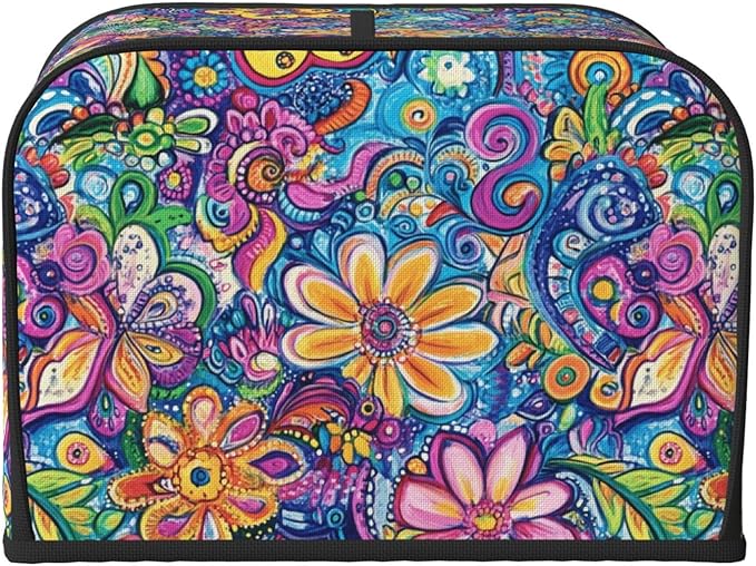 Toaster Cover 4 Slice Watercolor Flower Abstract Colorful Kitchen Small Appliance Covers with Pockets Dust and Fingerprint Protection