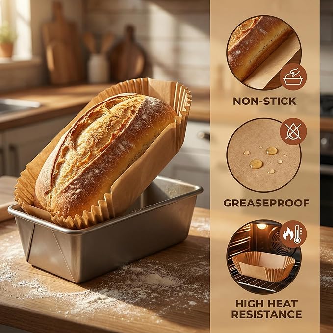 Loaf Pan Liners, 160Pcs Bread Pan Liners for Baking Bread 9x5, 9.5 x 5 Inch, Food Grade, Oil Proof, Heat Resistant, Non-Stick Disposable Parchment Paper for Oven, Air fryer, Pans, Baking