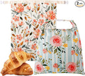 Beeswax Bread Bag, 2 Pack Sourdough Bread Bags, Reusable Bread Bags for Homemade Bread, Organic Cotton Beeswax Sourdough Bags, Wildwood Bloom Series