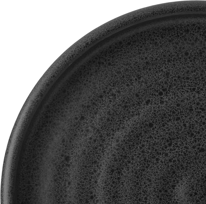 Mikasa Declan 12 Piece Stoneware Dinnerware Set, Service for 4, Modern Black Plate and Bowl Dishes with High Rims, Black