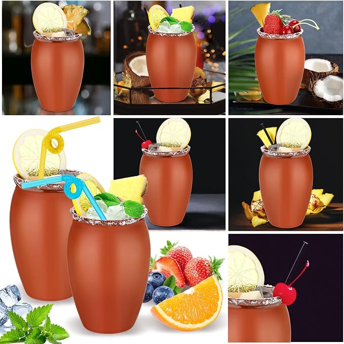 Gejoy 6 Set 20 oz Cantaritos De Barro Mexicanos Cantaritos Shooters Pottery Taco Tuesday Mexican Clay Cup Fiesta De Barro Mexicanos Cocktail Cups Cocktail Glasses for Tequila Margaritas Mojitos