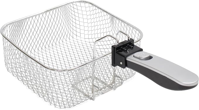 West Bend Deep Fryer with Adjustable Temperature Control Nonstick Basket Easy-View Window and Temperature Guide, Folding Handle and Locking Cover for Easy Storage, 3-Liter, Silver